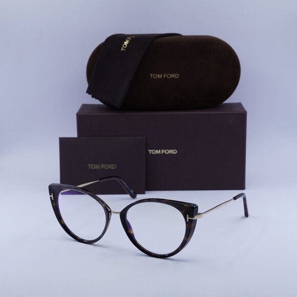 Tom Ford FT5815-B 052 Cat Eye Eyeglasses 54mm - Dark Havana/Gold - Picture 5 of 11